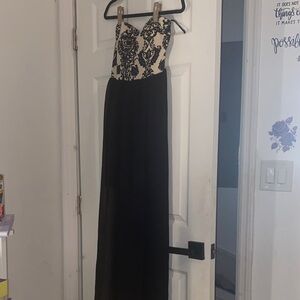 Papaya Elegant Black and cream Strapless Dress